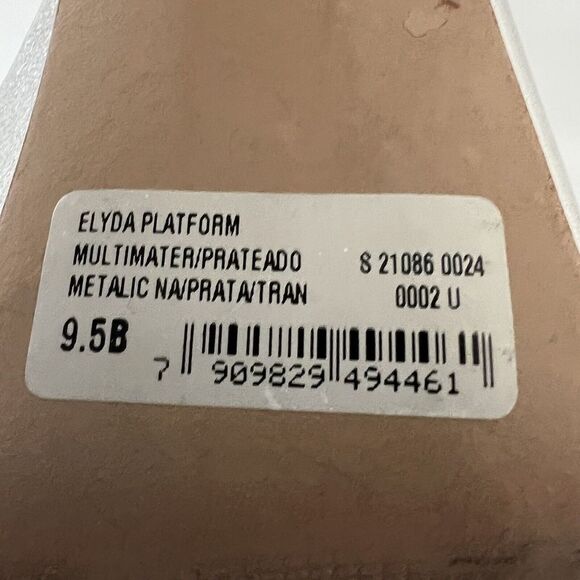 Schutz Womens Size 9.5 Elyda Silver Metallic Clear Ankle Strap Platform Sandal - Picture 10 of 10